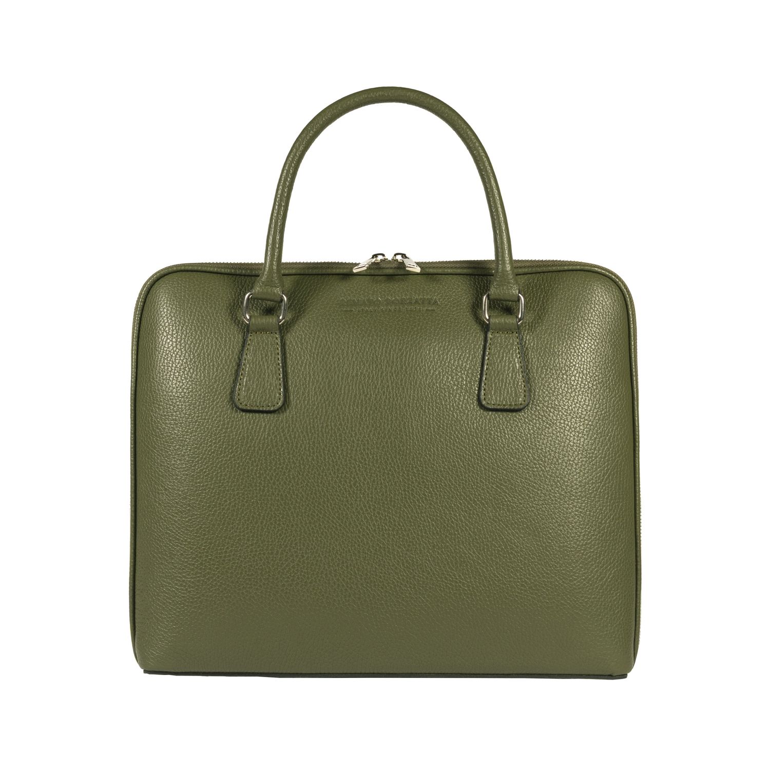 Italian Leather Unisex Briefcase — Green