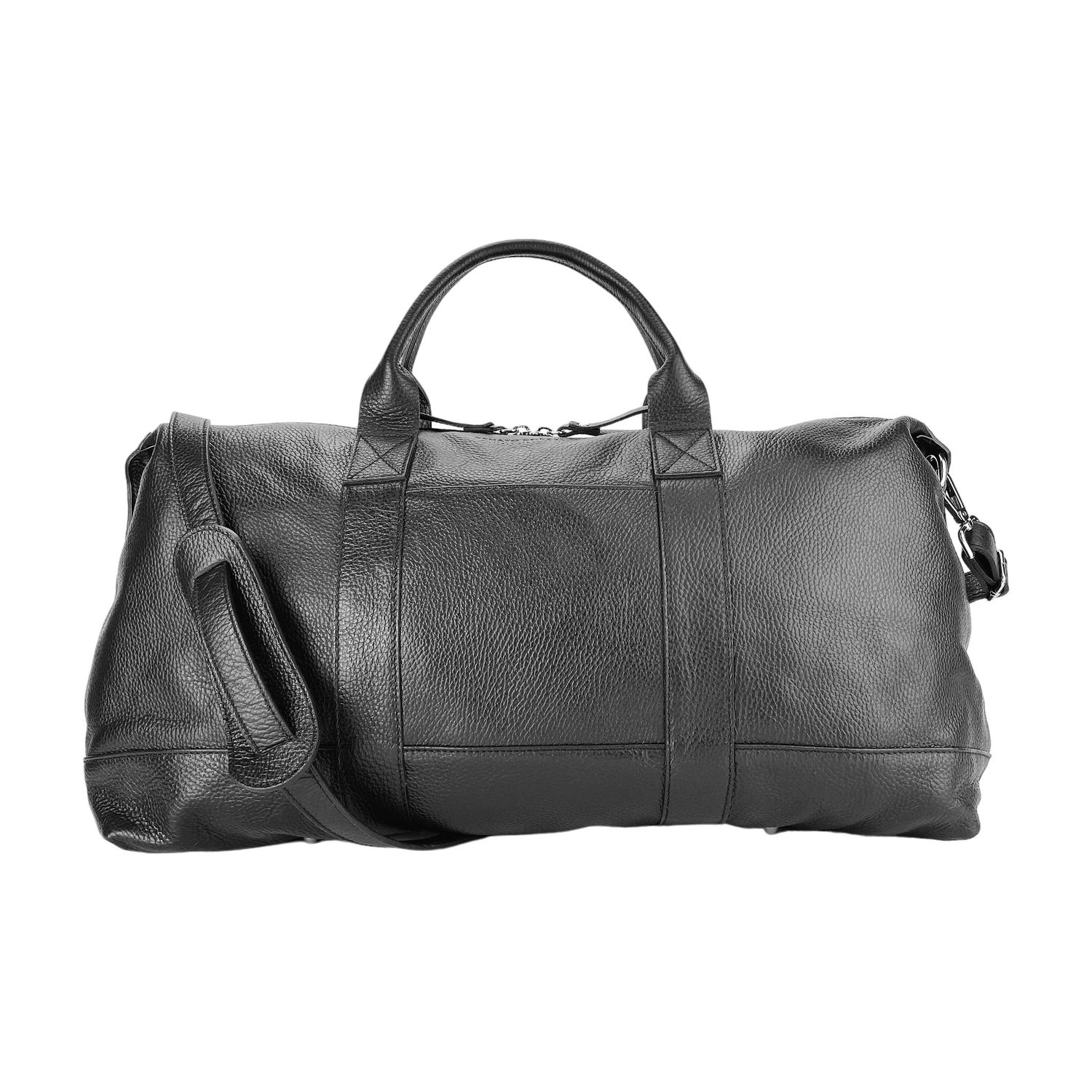 Italian Leather Travel Duffle Bag — Black