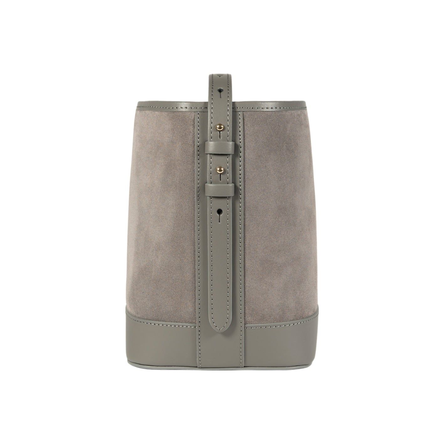 BRENDA Italian Leather Bucket Bag — Grey