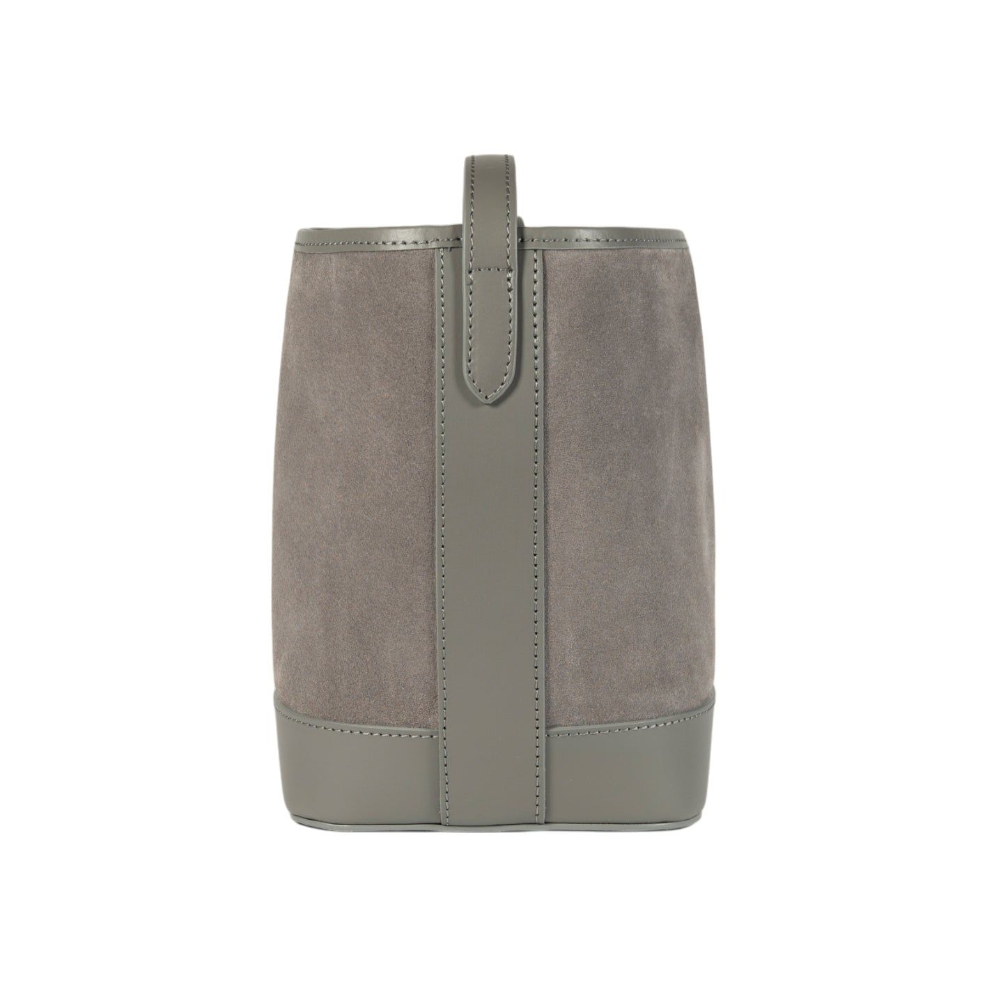BRENDA Italian Leather Bucket Bag — Grey
