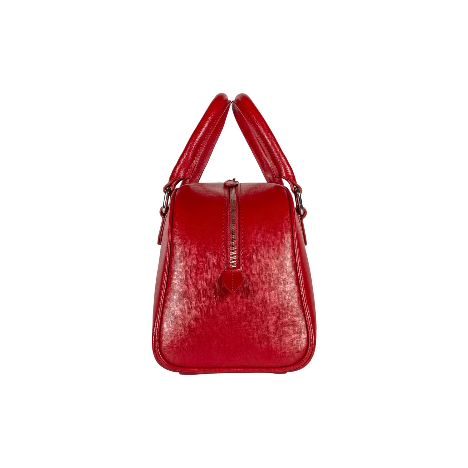 VIRGINIA Saffiano Leather Bowling Bag — Red