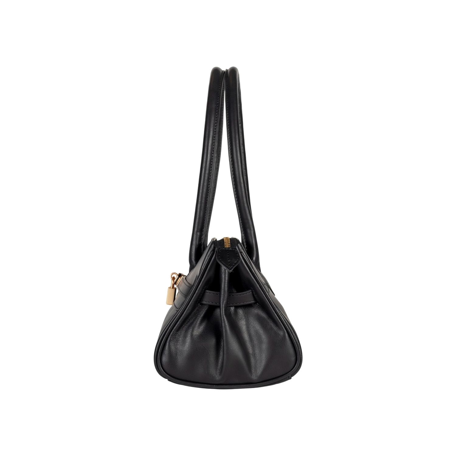 ARIANNA Soft Sauvage Leather Shoulder Bag — Black