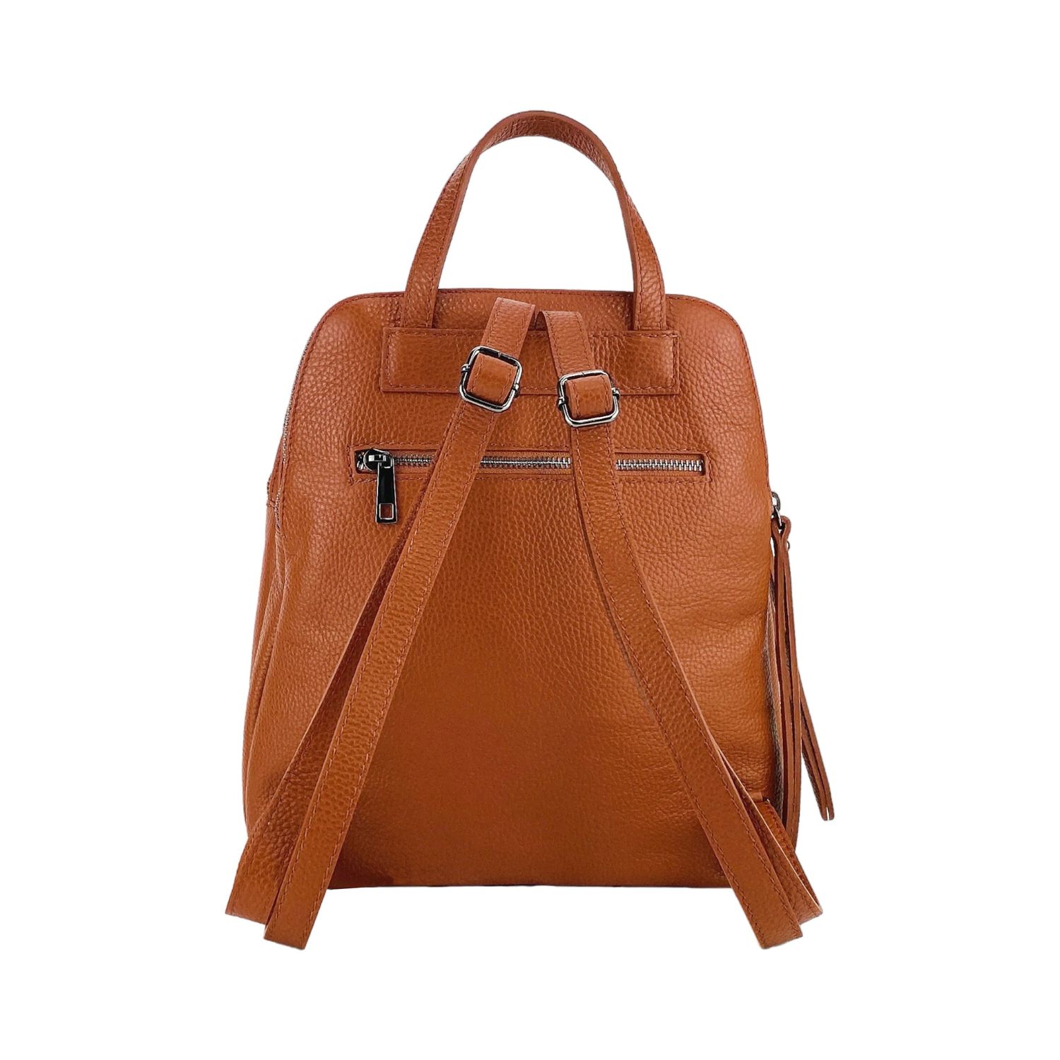 Women's Italian Leather Backpack, Double Compartment — Paprika