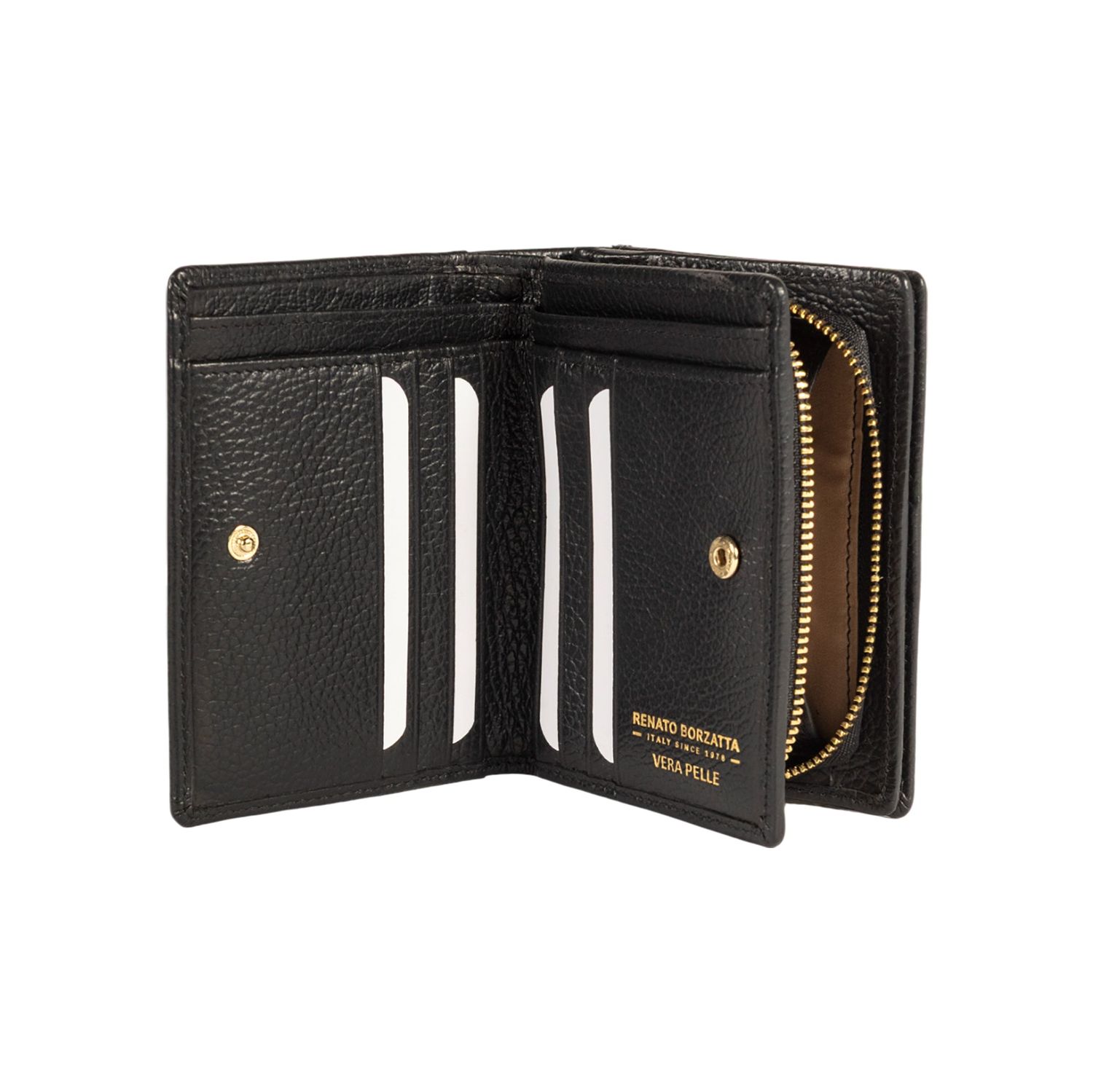 Women's Italian Grain Leather Wallet — Black