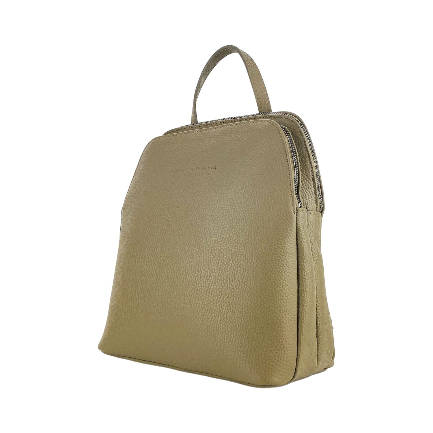 Women's Italian Leather Backpack, Double Compartment — Taupe