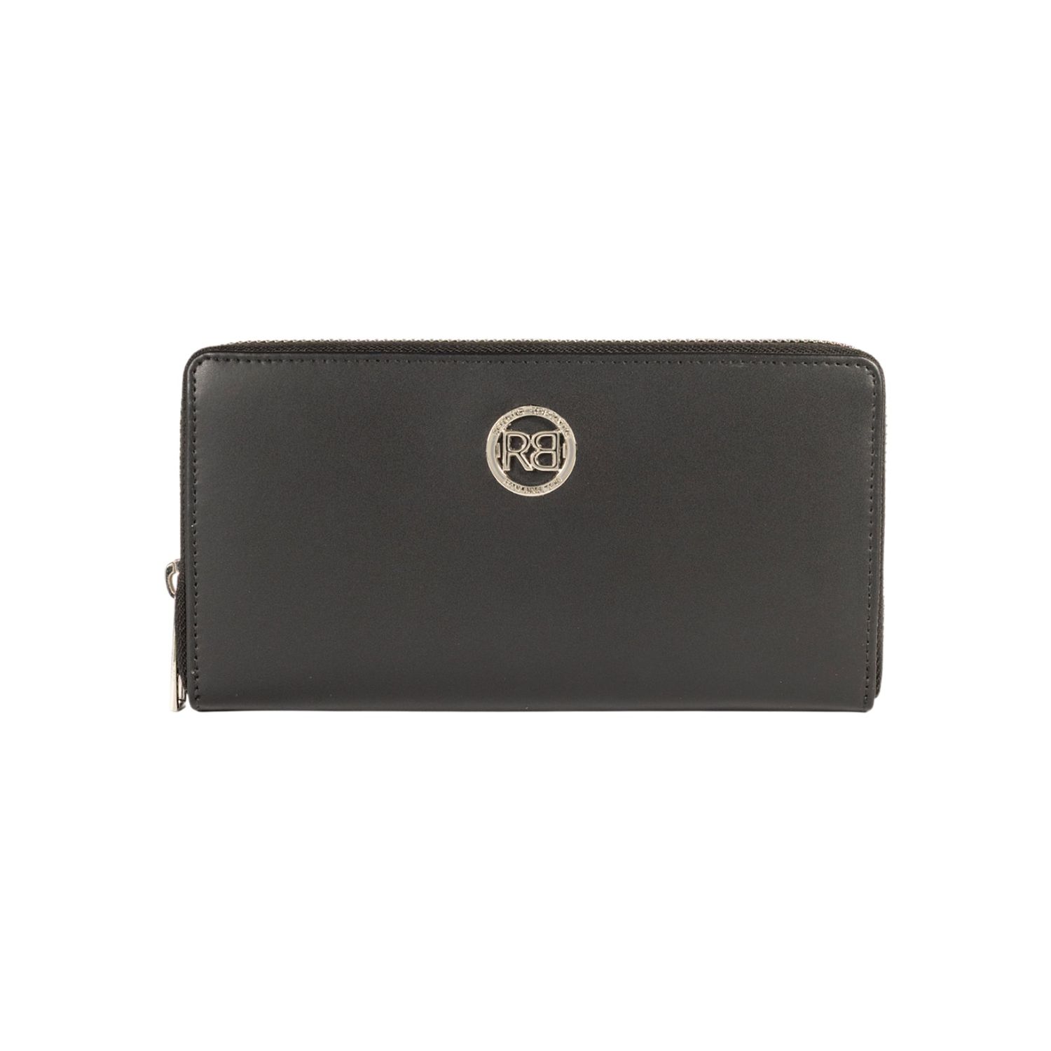 Women's Italian Leather Zip Wallet — Black