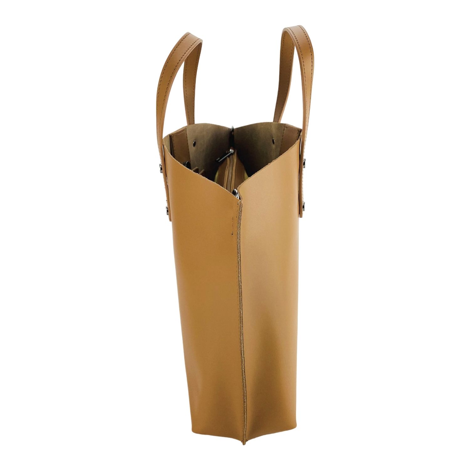 Women's Large Italian Leather Handbag — Cognac