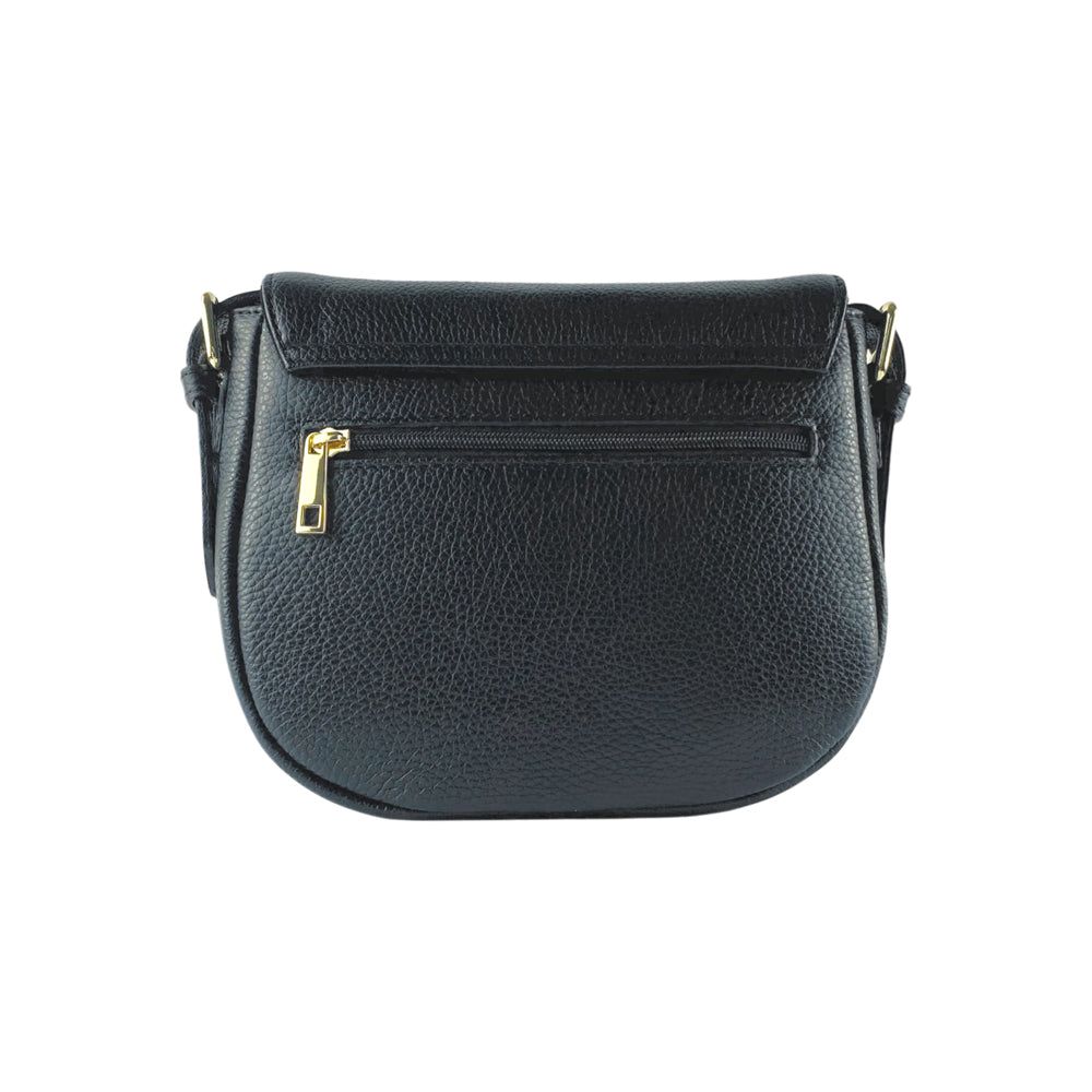Italian Leather Shoulder Bag with Gold Hardware — Black