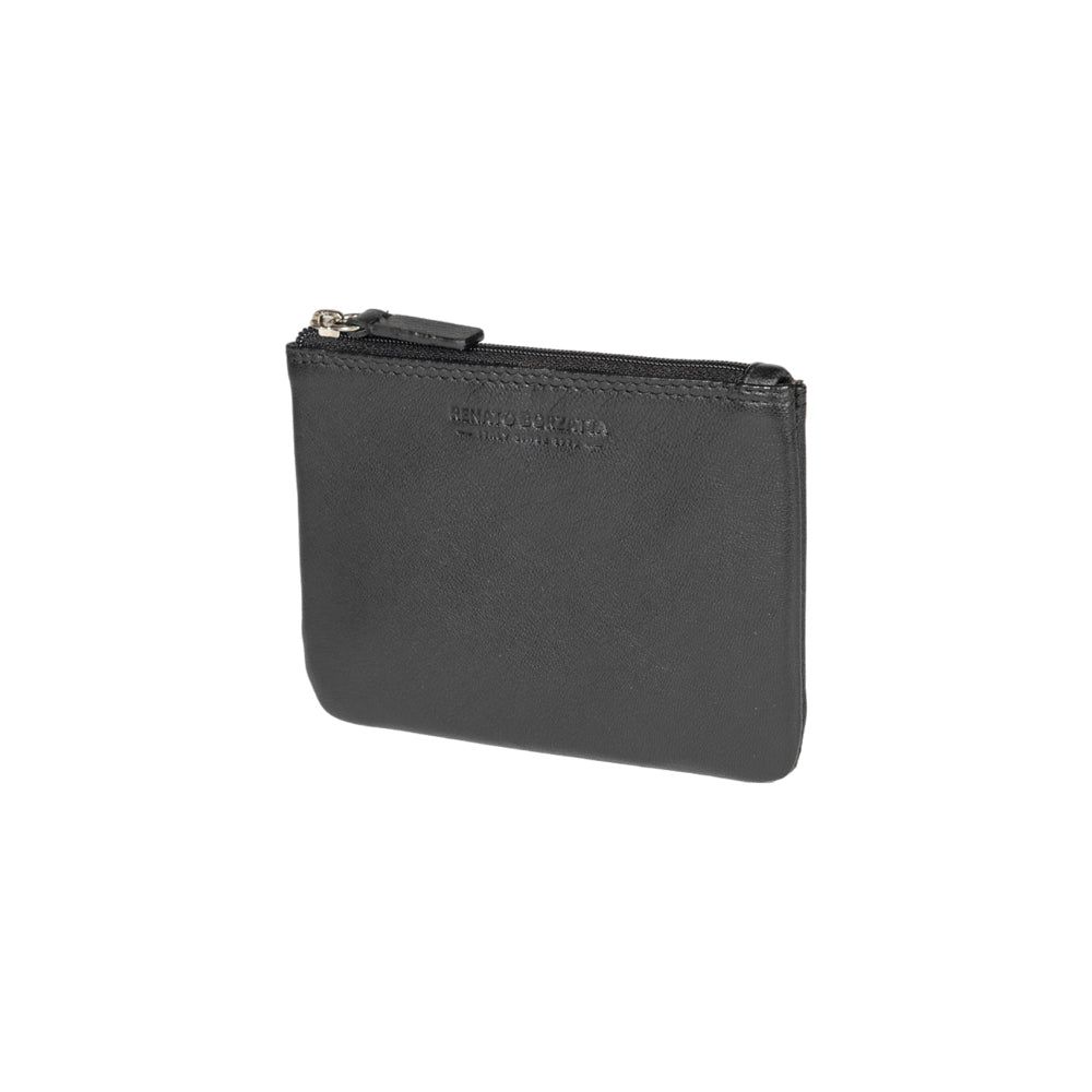 Italian Leather Key Holder & Coin Pouch RFID — Black