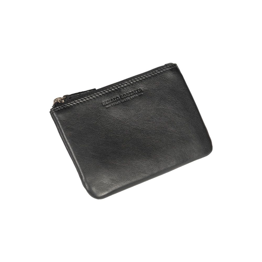 Italian Leather Key Holder & Coin Pouch RFID — Black