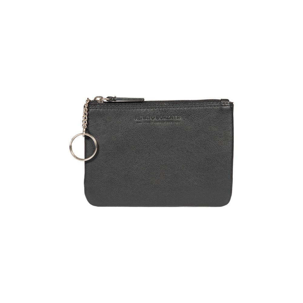 Italian Leather Key Holder & Coin Pouch RFID — Black