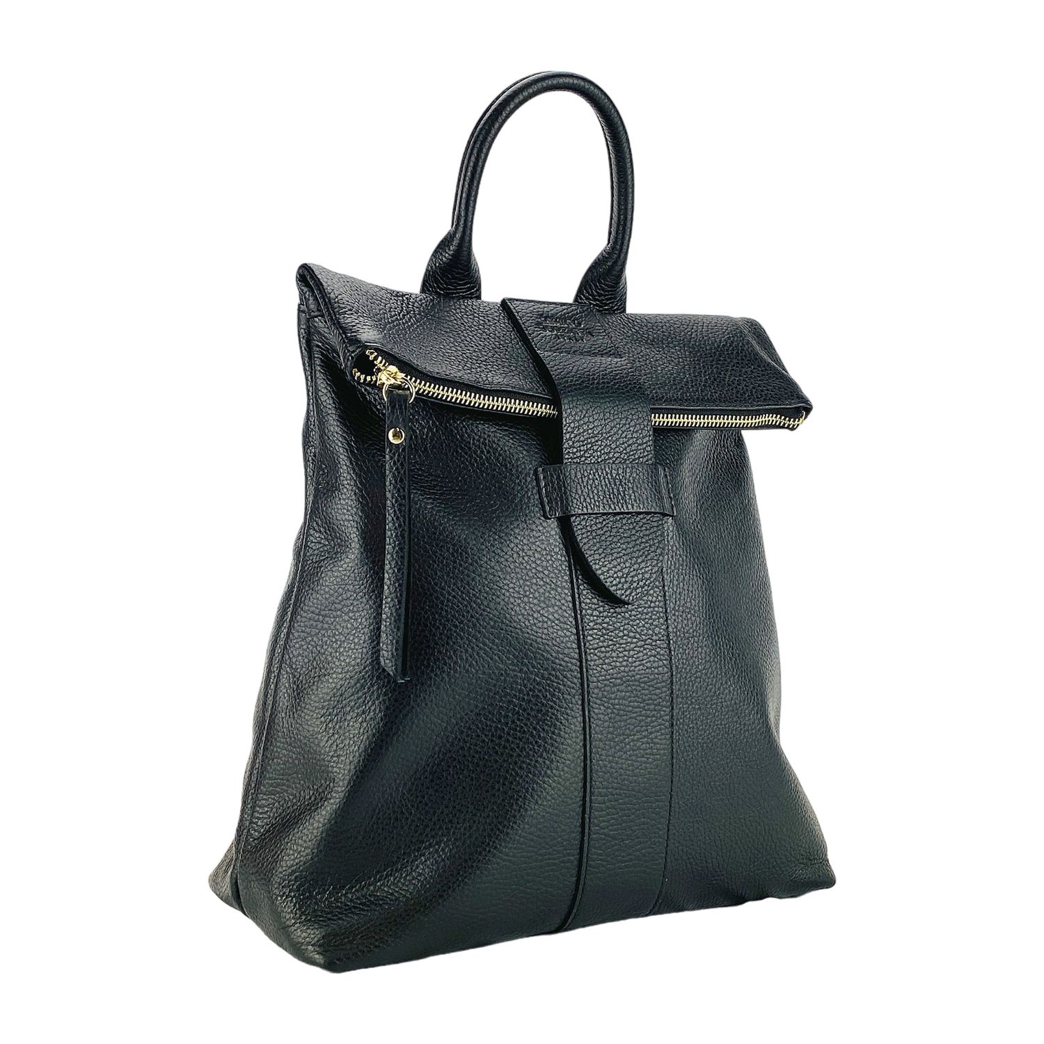 Women's Soft Italian Leather Backpack — Black