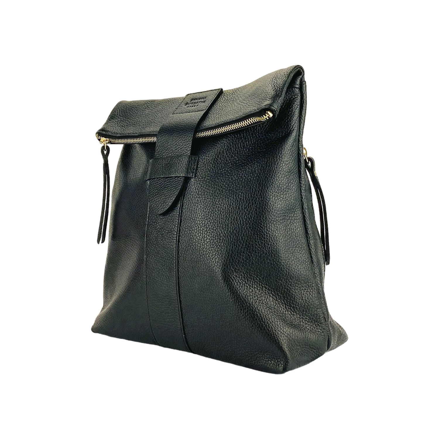 Women's Soft Italian Leather Backpack — Black