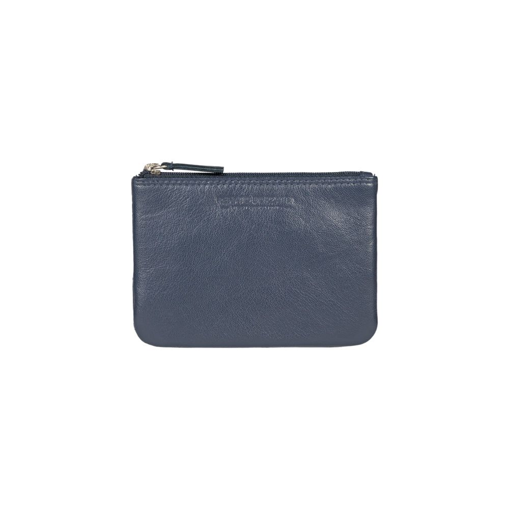 Italian Leather Key Holder & Coin Pouch RFID — Blue