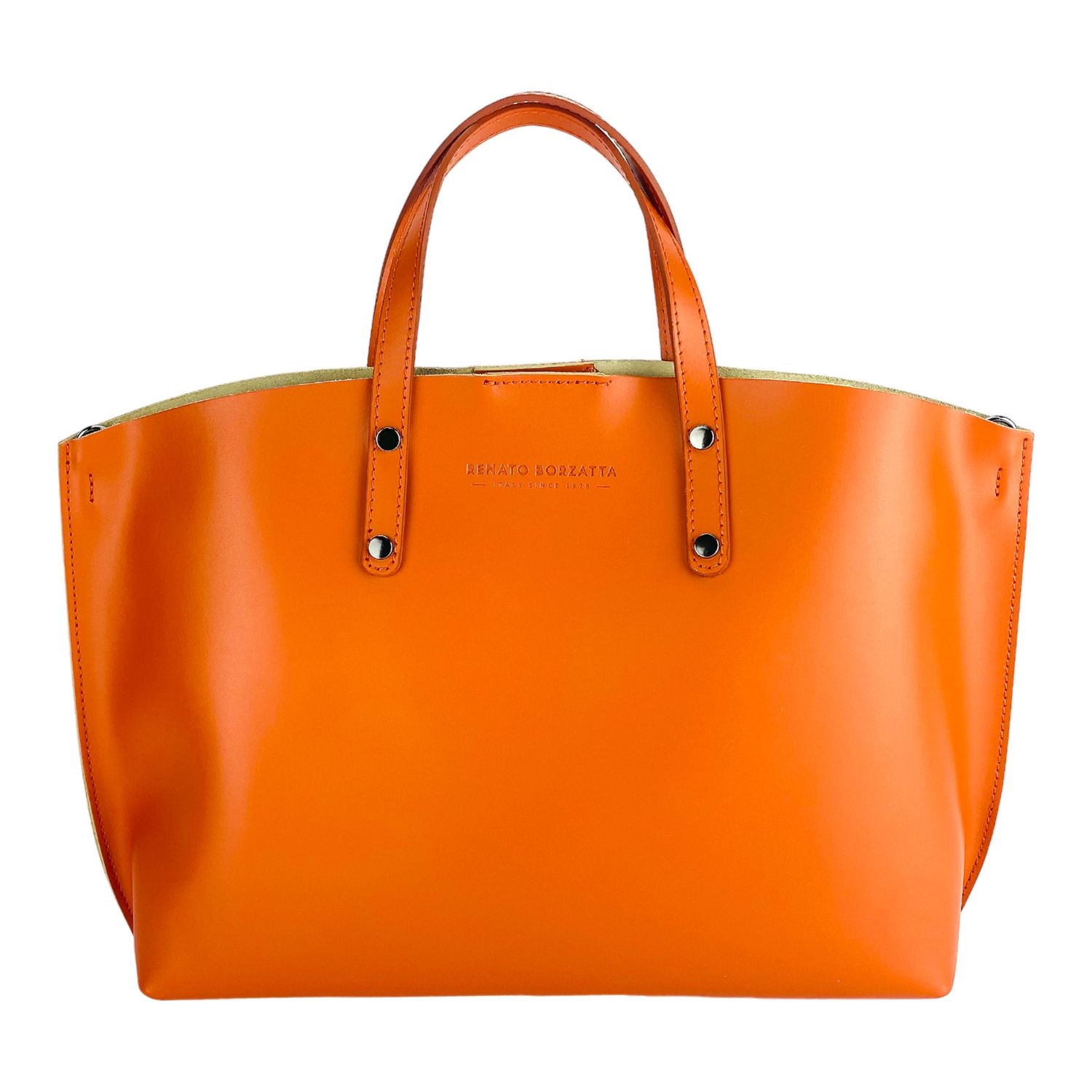 Women's Large Italian Leather Handbag — Paprika