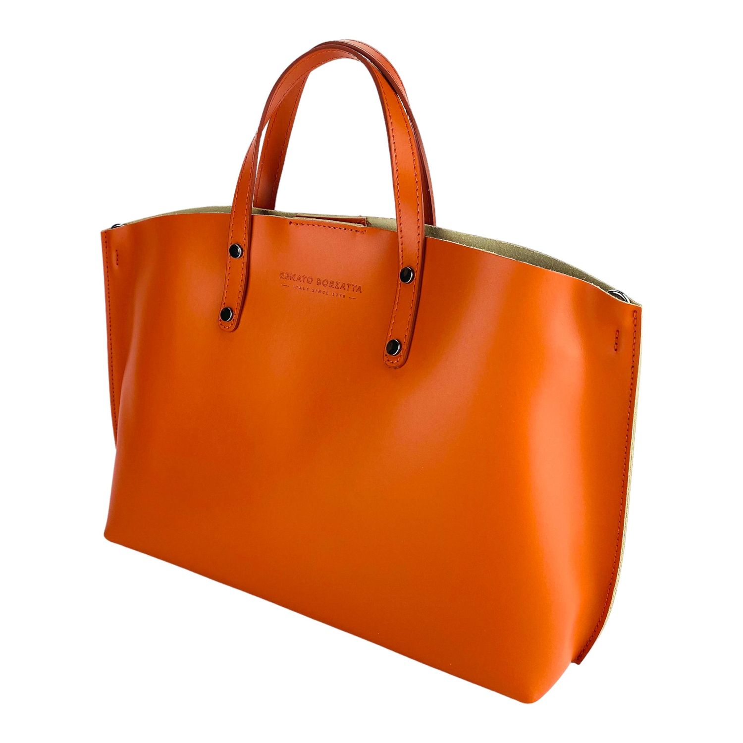 Women's Large Italian Leather Handbag — Paprika