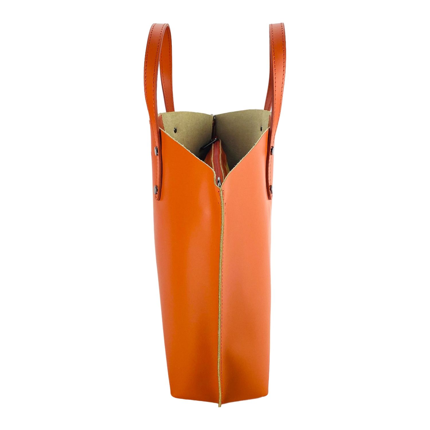 Women's Large Italian Leather Handbag — Paprika