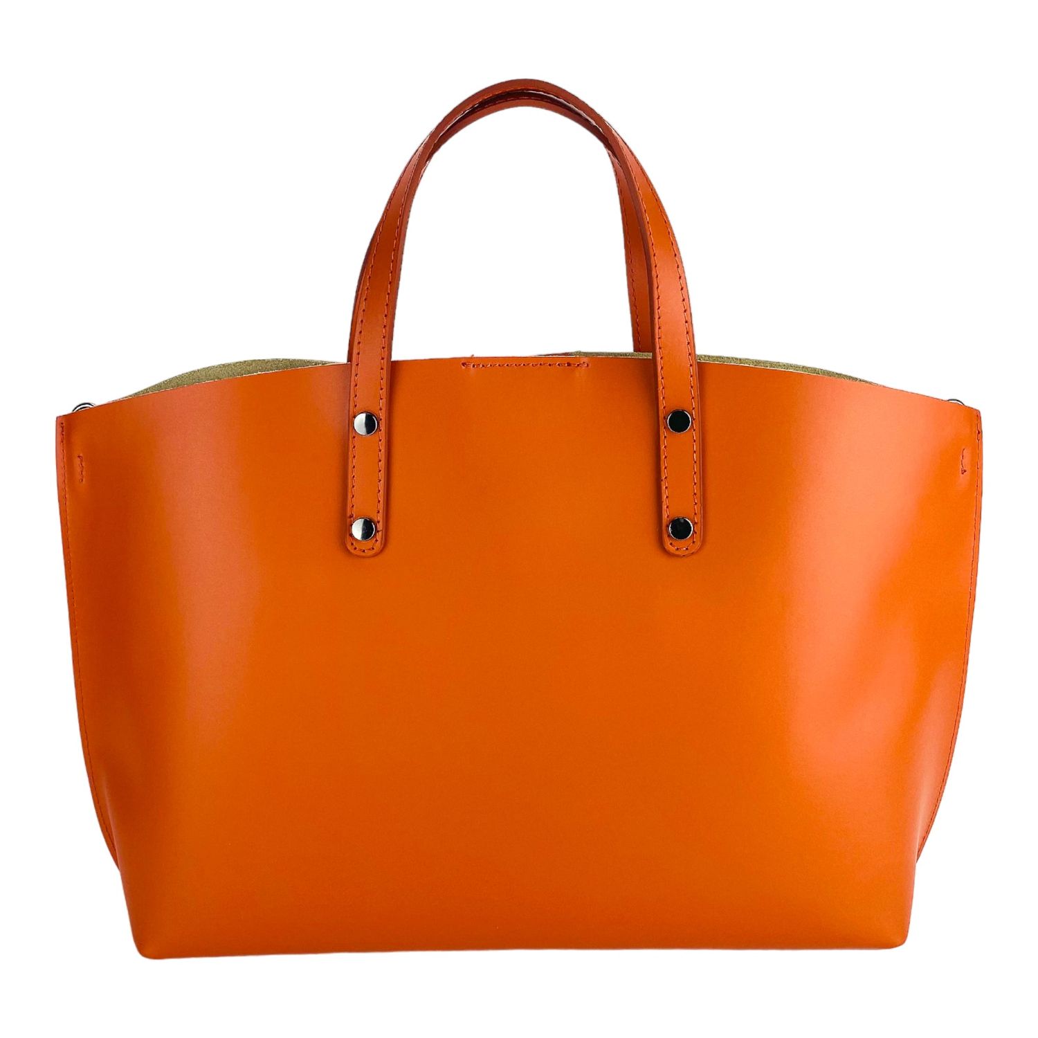 Women's Large Italian Leather Handbag — Paprika