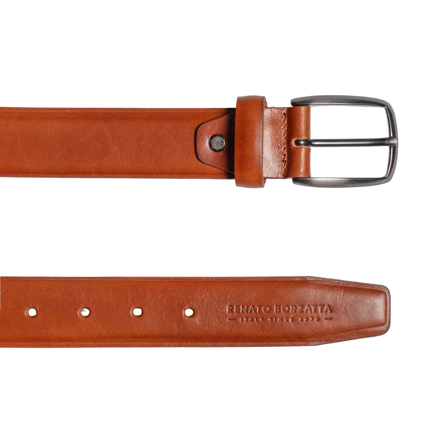 Men's Italian Vegetable-Tanned Leather Belt — Cognac