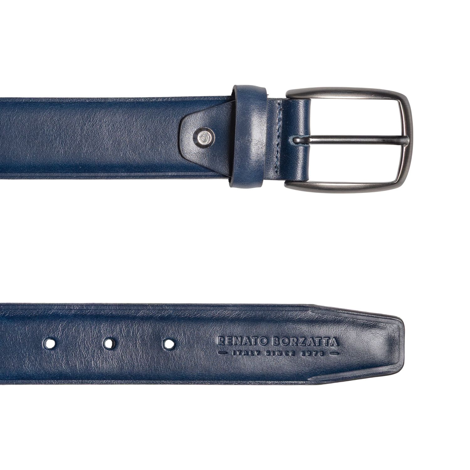 Men's Italian Vegetable-Tanned Leather Belt — Blue