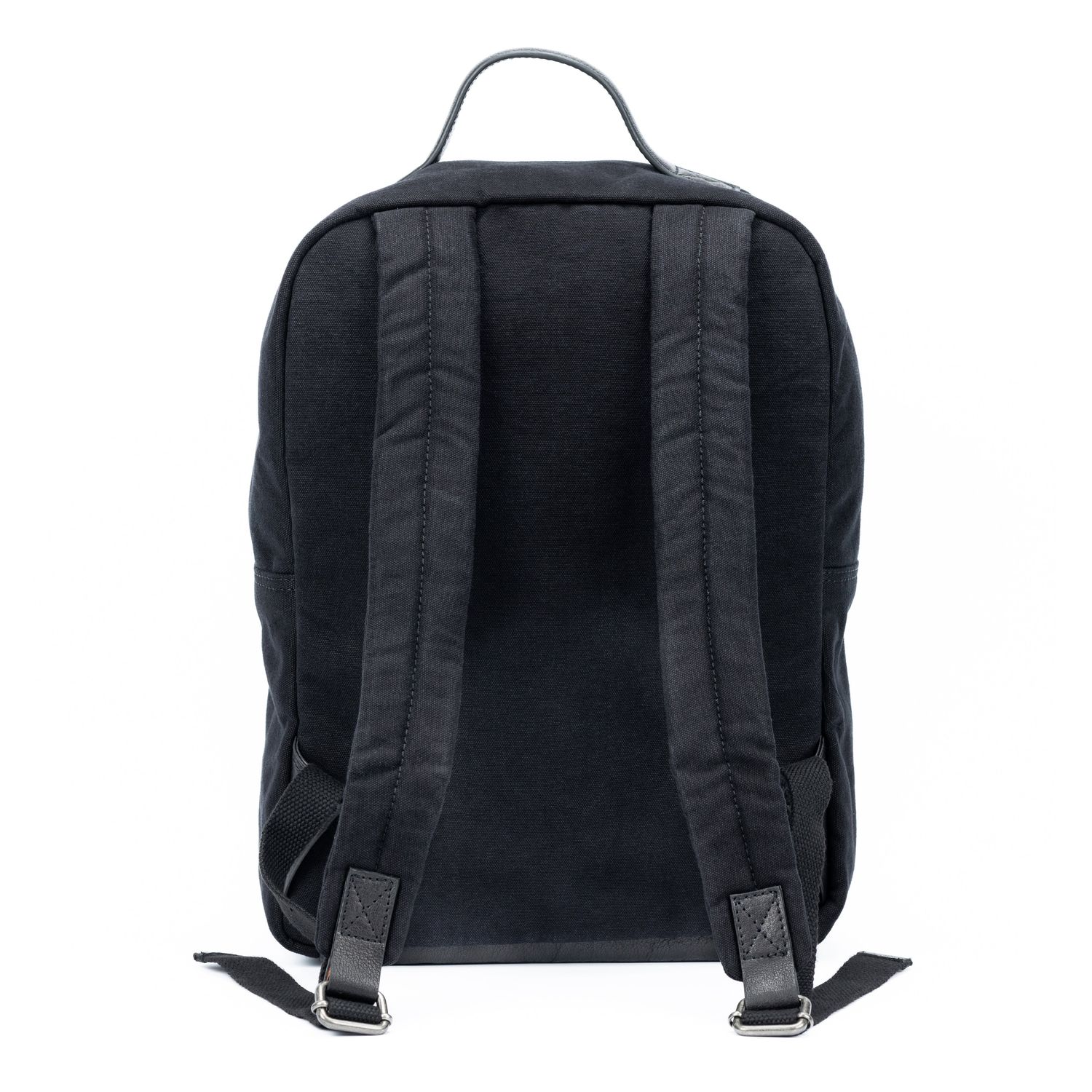 Italian Canvas & Leather Notebook Backpack — Black