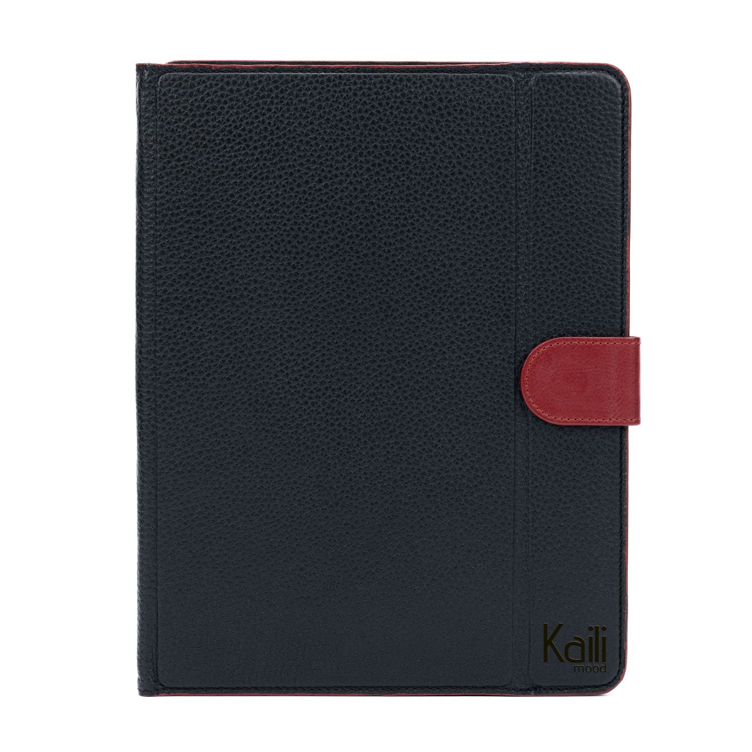 Italian Leather Tablet Case — Black with Red Edges
